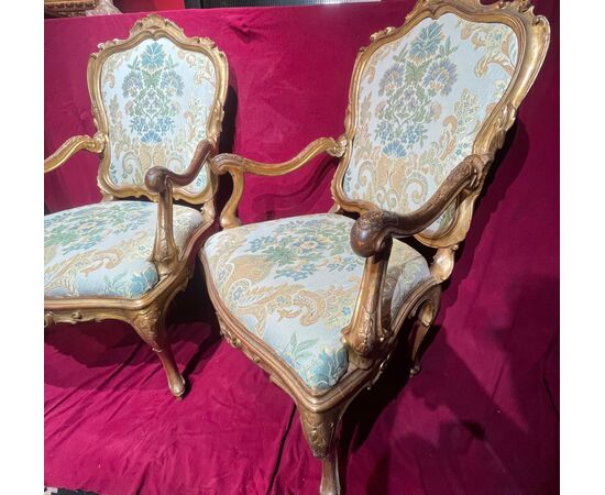 Eccezionale Coppia poltrone - Venezia . “Ca’ Rezzonico” 1750 c.a