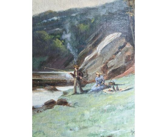 Picnic in riva al fiume pittore Clovis Francois DIdier  