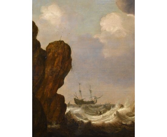 Veduta marina con vascelli, Julius Porcellis (Rotterdam 1610 – 1645 Leiden) attribuibile