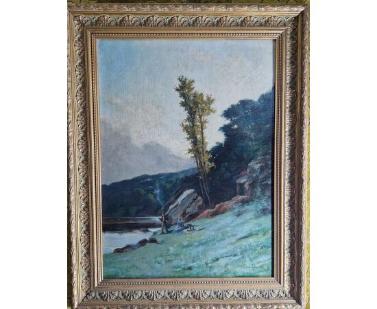 Picnic in riva al fiume pittore Clovis Francois DIdier  