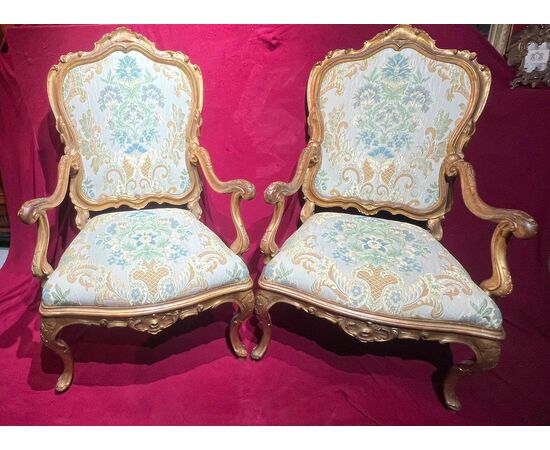 Eccezionale Coppia poltrone - Venezia . “Ca’ Rezzonico” 1750 c.a