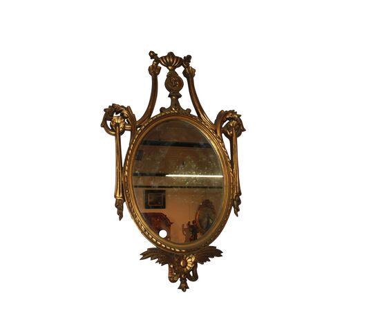 Specchiera ovale Francese di inizio 1900 Dorata
