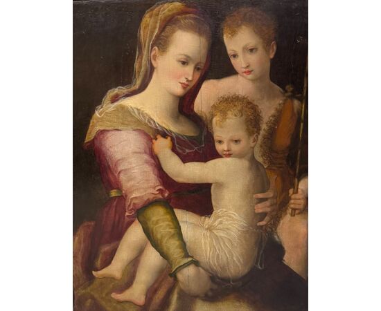 "Madonna con Bambino e S.Giovannino" dipinto su tavola XVI secolo.