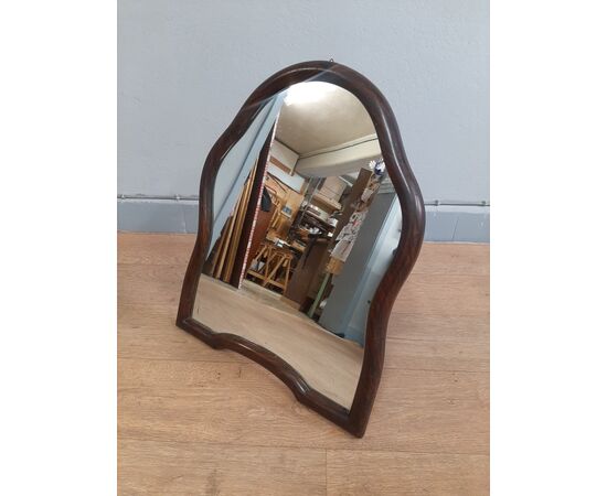 SPECCHIERA MOSSA ORIGINALE DEGLI ANNI 50-60 IN LEGNO LACCATO CON PIEDISTALLO