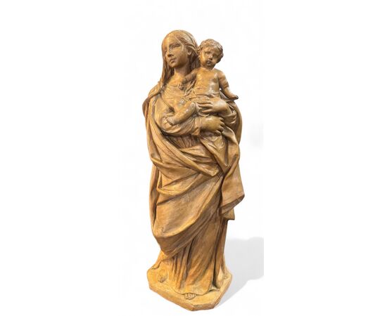 MADONNA CON BAMBINO - STATUA IN TERRACOTTA BOLOGNESE XVIII SECOLO.
