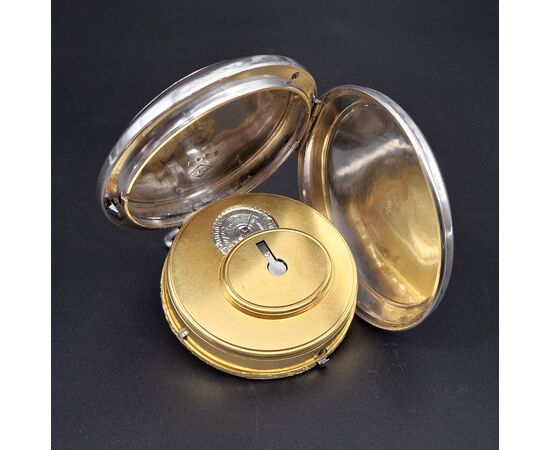 Orologio da tasca savonette, scappamento a verga, fine 700 