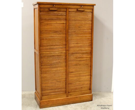 Antico classificatore archivio schedario serranda in rovere