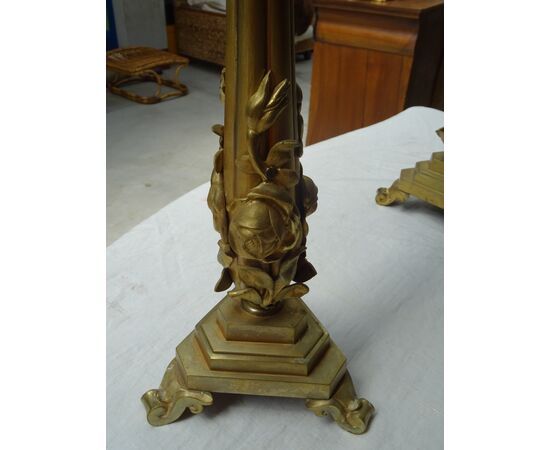 Coppia di grandi candelabri in bronzo Napoleone III 1870 Piemonte