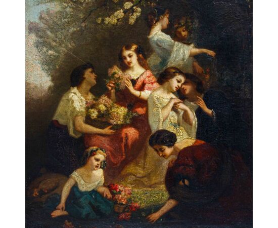 Nicolas Auguste Laurens (Pontailler-sur-Saône, 1829-1908), Donne che colgono fiori