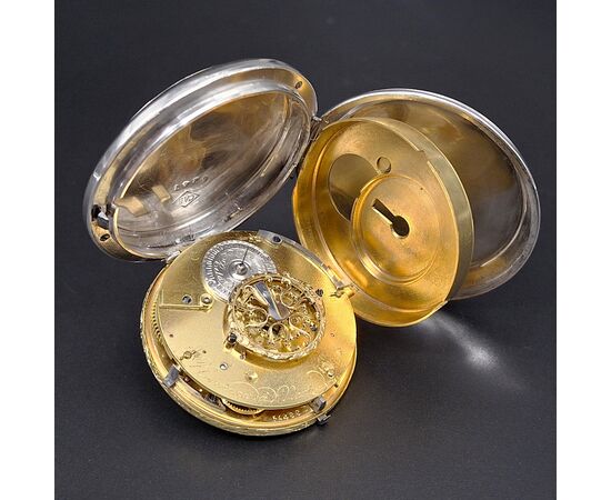 Orologio da tasca savonette, scappamento a verga, fine 700 