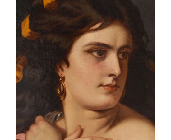 QUADRI ANTICHI, MUSA, MITOLOGIA GRECA, RITRATTI FEMMINILI, OLIO SU TELA, EPOCA OTTOCENTO. (QR669)