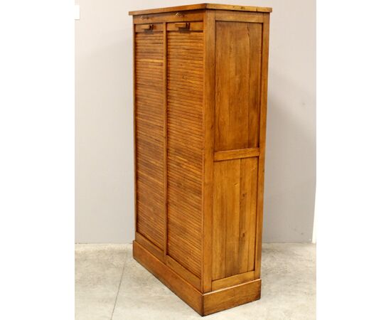 Antico classificatore archivio schedario serranda in rovere