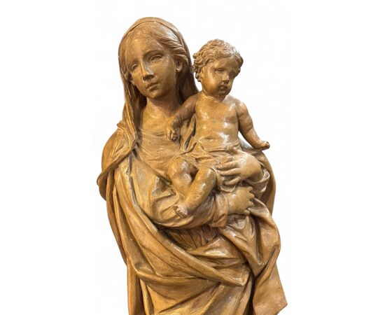 MADONNA CON BAMBINO - STATUA IN TERRACOTTA BOLOGNESE XVIII SECOLO.