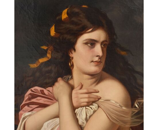 QUADRI ANTICHI, MUSA, MITOLOGIA GRECA, RITRATTI FEMMINILI, OLIO SU TELA, EPOCA OTTOCENTO. (QR669)