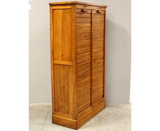Antico classificatore archivio schedario serranda in rovere