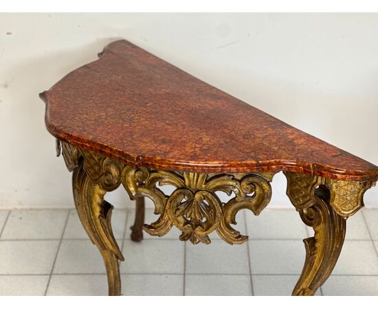 Consolle luigi XIV lombarda intagliata dorata XVII secolo
