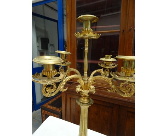 Coppia di grandi candelabri in bronzo Napoleone III 1870 Piemonte