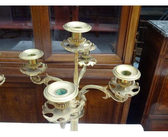 Coppia di grandi candelabri in bronzo Napoleone III 1870 Piemonte