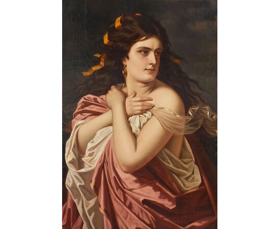 QUADRI ANTICHI, MUSA, MITOLOGIA GRECA, RITRATTI FEMMINILI, OLIO SU TELA, EPOCA OTTOCENTO. (QR669)