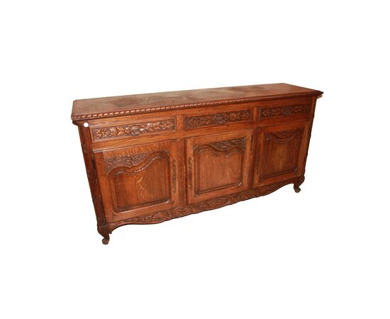 Credenza Provenzale Francese a 3 Porte in legno Di Rovere XIX secolo