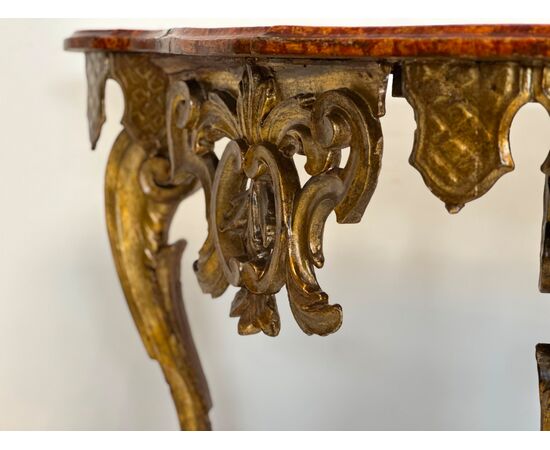Consolle luigi XIV lombarda intagliata dorata XVII secolo