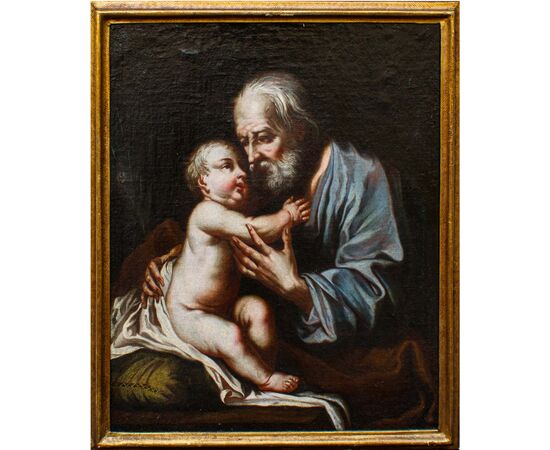 Seguace di Giuseppe Nogari (Venezia, 1699 – ivi, 1763), San Giuseppe con il Bambino