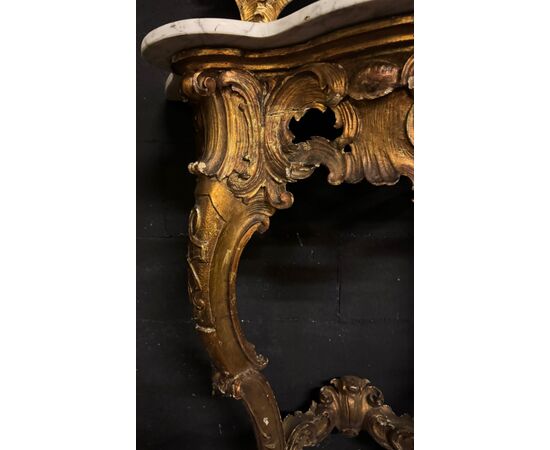 SPECC564 - Consolle con piano in marmo e specchiera, epoca '800, misure cm L 75 x H 216 x P 40