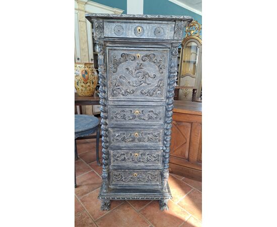Secretaire con cassaforte laccato dell'Ottocento