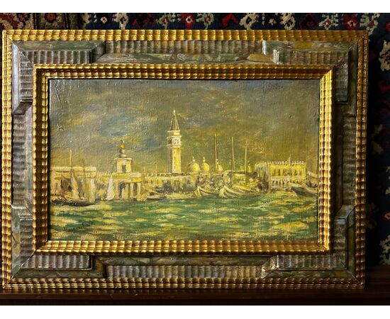 Olio su tela. Venezia. Firmata. XIX secolo
