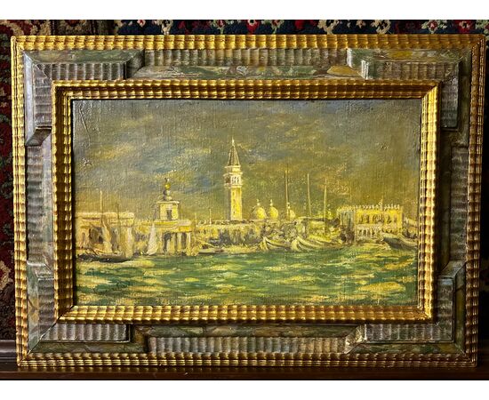 Olio su tela. Venezia. Firmata. XIX secolo