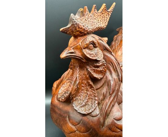 Scultura in legno "Gallina" - Primo '900