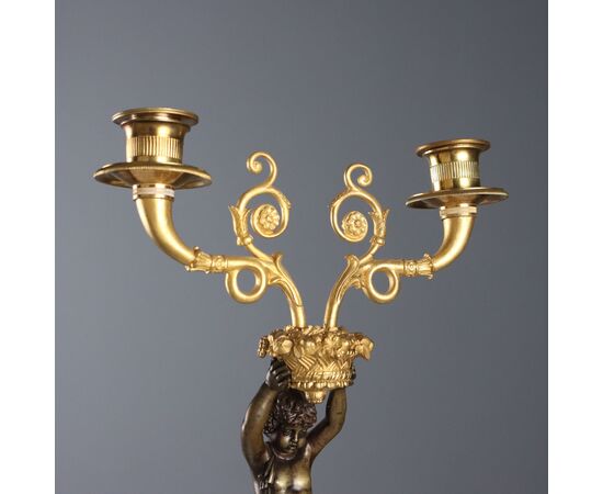Coppia di Candelabri in Stile Napoleone III Italia Metà '900