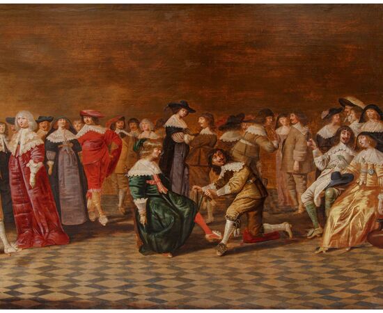 Jan Jansz. Westerbaen I (L’Aia, 1600 – 1686), Scena di ballo – la giarrettiera