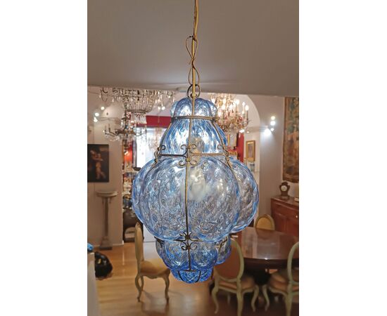 LAMPADA IN VETRO BLU DI MURANO PRIMI DEL XX SECOLO