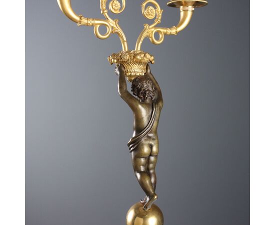 Coppia di Candelabri in Stile Napoleone III Italia Metà '900