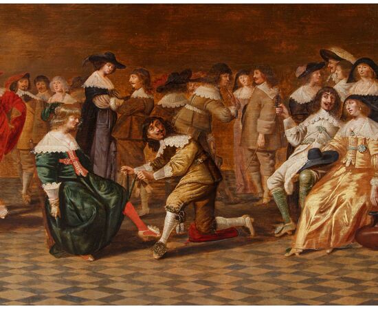 Jan Jansz. Westerbaen I (L’Aia, 1600 – 1686), Scena di ballo – la giarrettiera