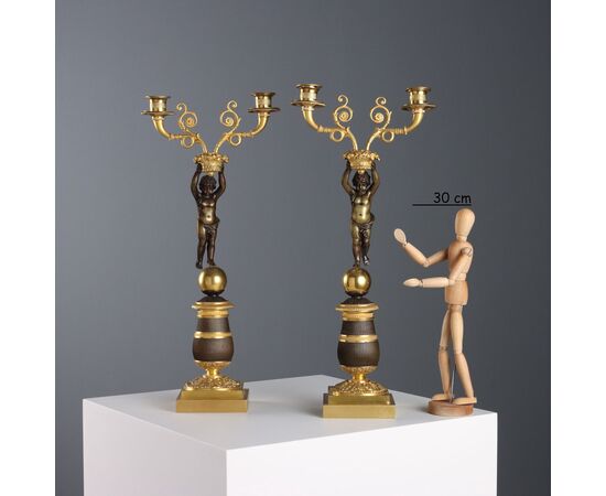 Coppia di Candelabri in Stile Napoleone III Italia Metà '900