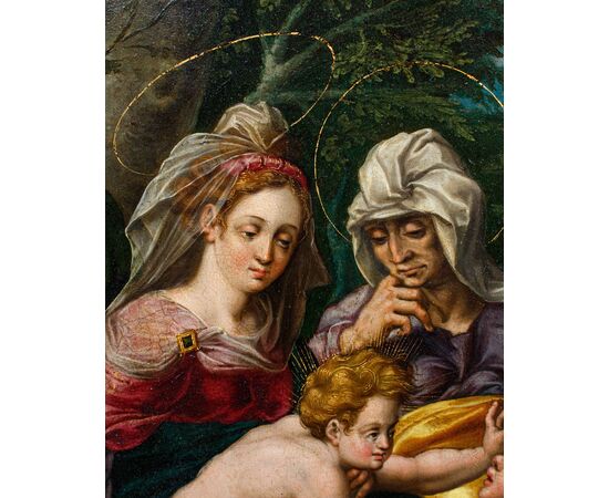 Metà XVII secolo, Scuola rubensiana, Sacra Famiglia con San Giovannino e Elisabetta