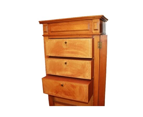 Settimino Porta Documenti in Legno di Ciliegio Pelle Decorata e Cartone