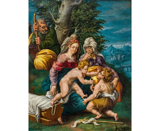 Metà XVII secolo, Scuola rubensiana, Sacra Famiglia con San Giovannino e Elisabetta
