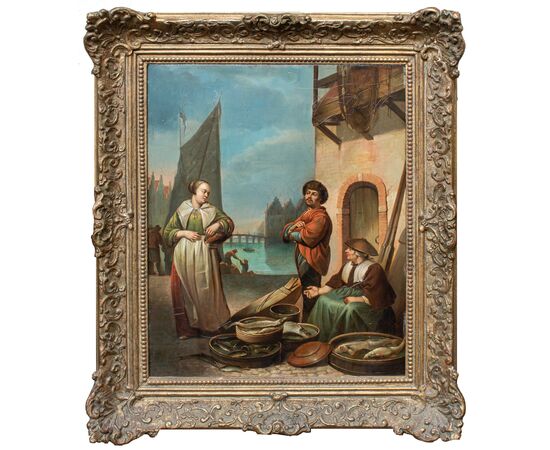 Seguace di Hendrick Maertensz Rokes detto Sorgh (Rotterdam, 1610 o 1611 - 1670), Scena di mercato