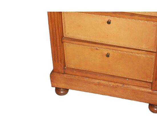 Settimino Porta Documenti in Legno di Ciliegio Pelle Decorata e Cartone
