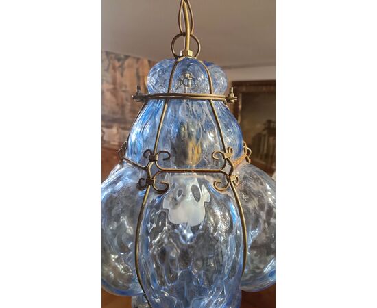 LAMPADA IN VETRO BLU DI MURANO PRIMI DEL XX SECOLO