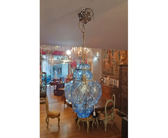 LAMPADA IN VETRO BLU DI MURANO PRIMI DEL XX SECOLO