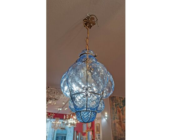 LAMPADA IN VETRO BLU DI MURANO PRIMI DEL XX SECOLO