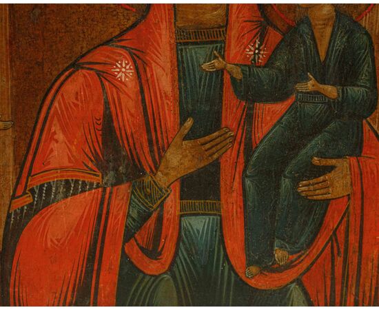Russia, XIX secolo, Icona Madonna con Bambino e committente