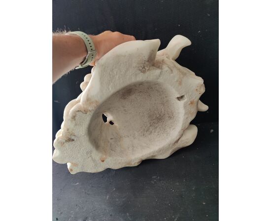 Mascherone/Bocca da Fontana - Volto di Fauno con uva - Marmo di Carrara - Venezia - 46 x 35 cm