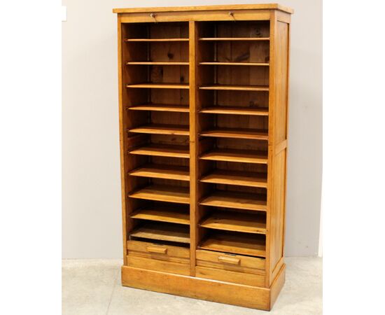 Antico classificatore archivio schedario serranda in rovere