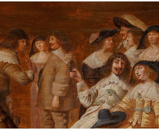 Jan Jansz. Westerbaen I (L’Aia, 1600 – 1686), Scena di ballo – la giarrettiera