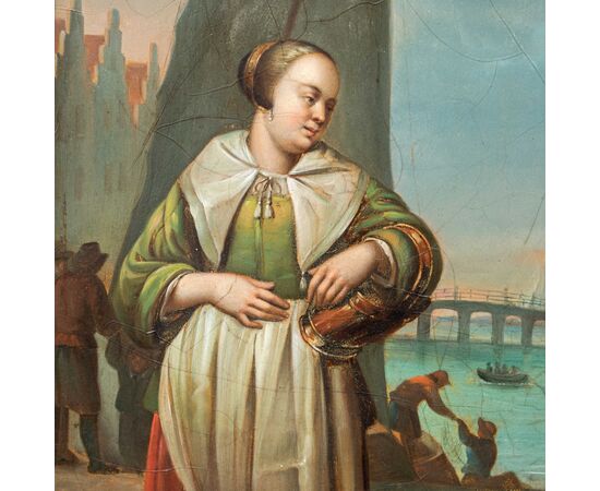 Seguace di Hendrick Maertensz Rokes detto Sorgh (Rotterdam, 1610 o 1611 - 1670), Scena di mercato